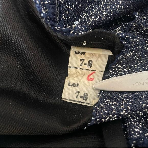 Vintage 1970s Sparkly Draped Mock Neck Maxi Dress Navy Blue - Picture 8 of 10